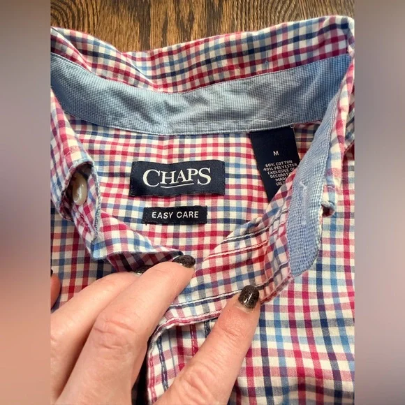 Chaps Red and Blue Plaid Casual Shirt - Picture 3 of 4